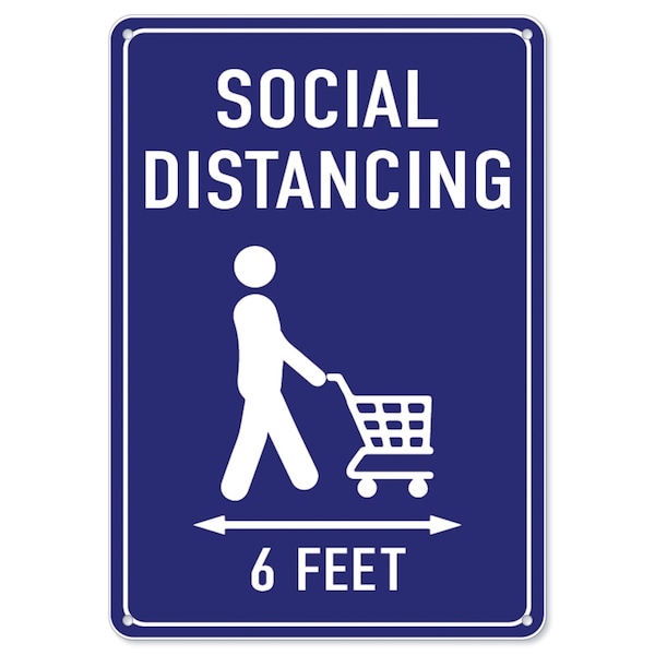 Coronavirus Notice Sign, Social Distancing 6 Feet, 18in X 12in Rigid Plastic, OS-NS-P-1218-255952